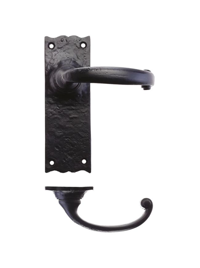 Zoo Hardware Traditional Lever on Latch Backplate - 6" - Black