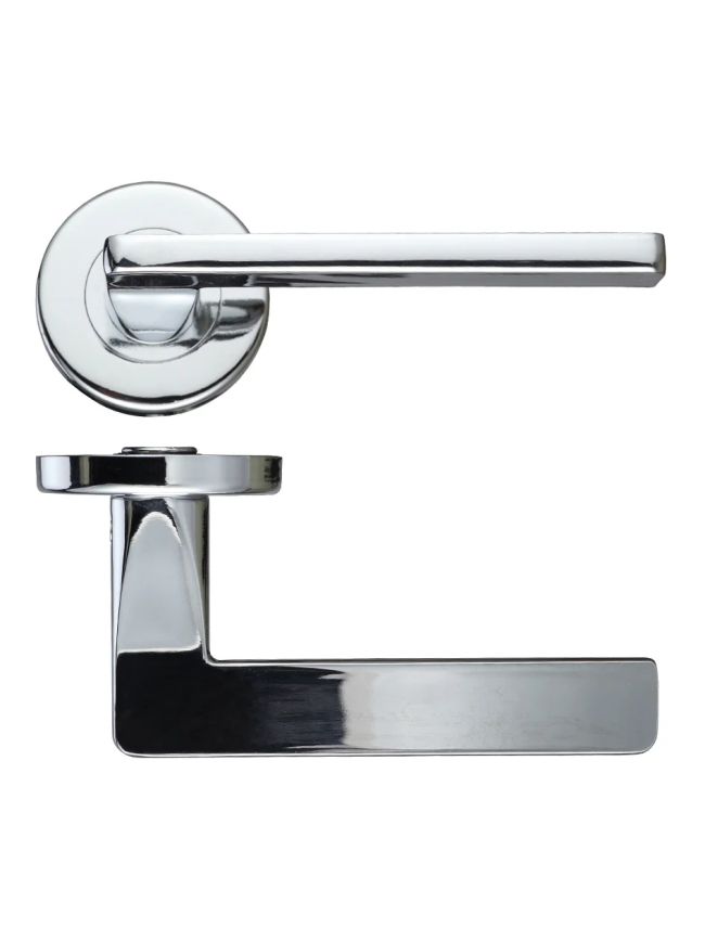 Zoo Hardware Leon lever on round rose - Polished Chrome