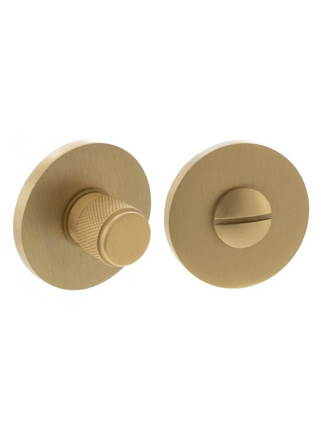 Millhouse Brass Knurled WC Turn and Release on 5mm Slimline Round Rose - Satin Brass