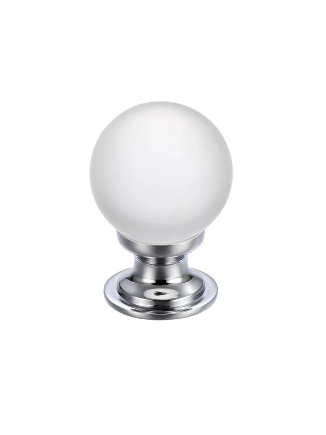Zoo Hardware Glass Ball Cabinet Knob - Frosted 30mm - Chrome