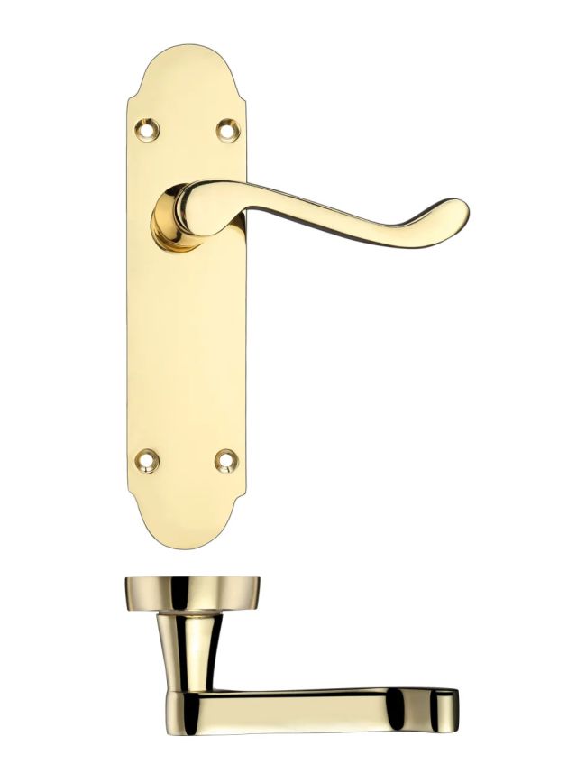 Zoo Hardware Project Oxford lever on latch backplate - 168mm x 42mm - Electro Brass