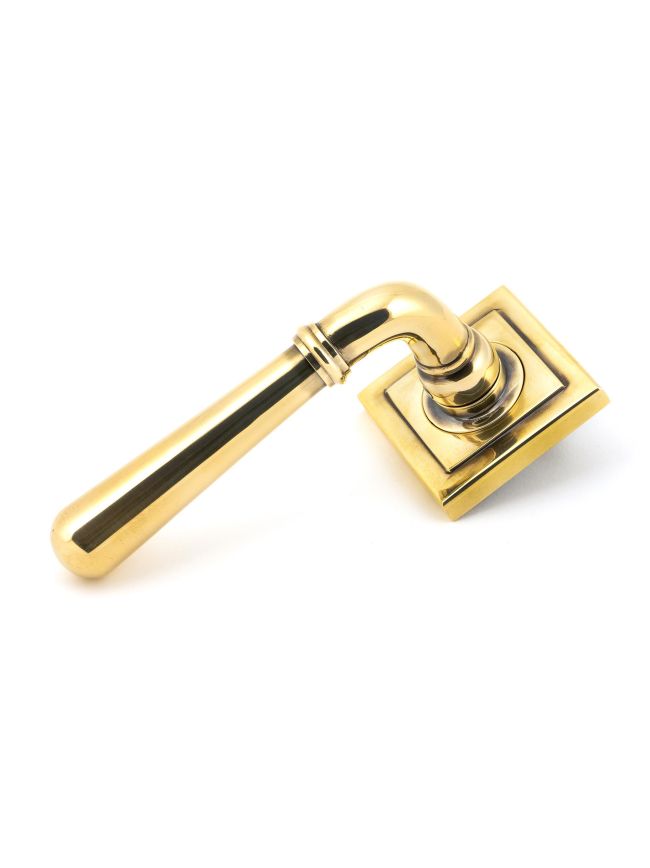 Aged Brass Newbury Lever on Rose Set (Square) - Unsprung