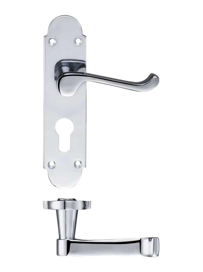 Zoo Hardware Oxford Lever Euro Lock (47.5mm c/c) Furniture 170 x 42mm - Chrome