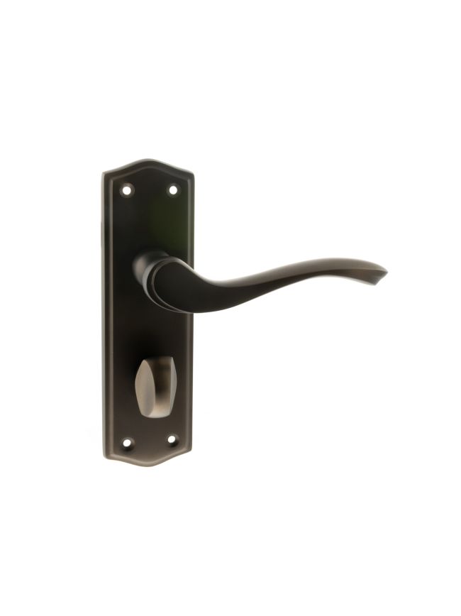 Old English Warwick WC Lever Door Handle on Backplate - Urban Dark Bronze (Pair)