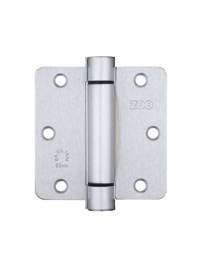 Zoo Hardware Spring Hinge Plus Slave Pack - Radius - 3.5"x3.5"x2.5 (Contains 2 Spring and 1 Unsprung Hinge) - Satin Chrome