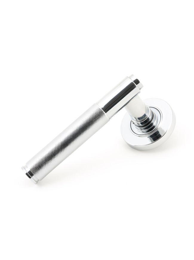 Polished Chrome Brompton Lever on Rose Set (Plain) - Unsprung