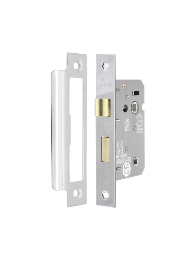 2.5" CE 3 Lever Bathroom Lock FD60 - Nickel Plated