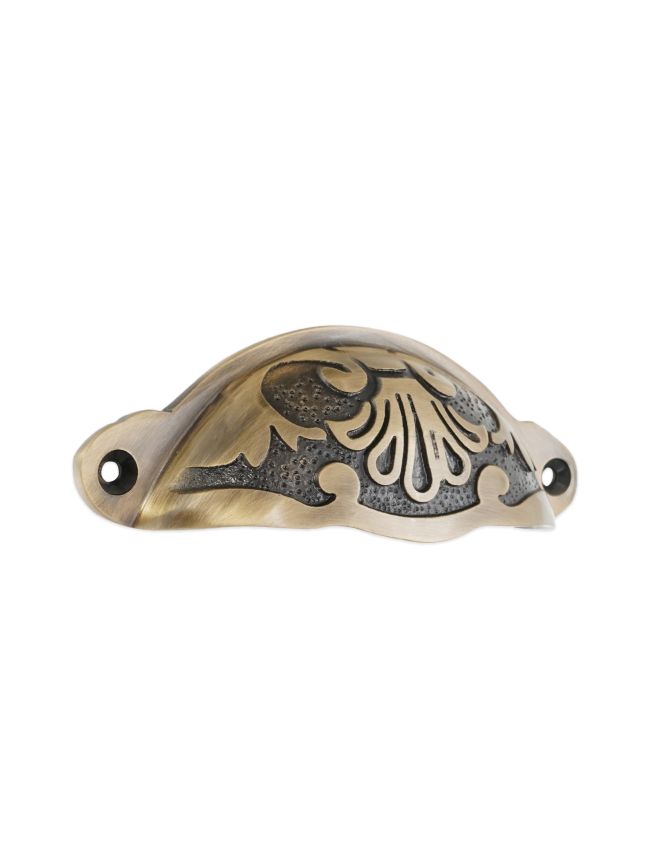 Floral Cup Pull Antique Brass