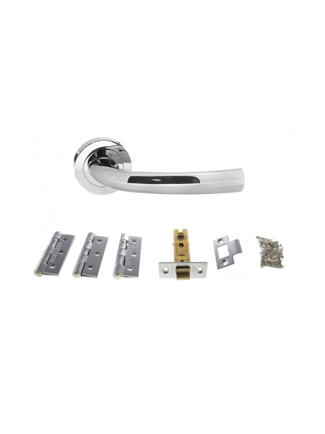 Atlantic Nevada Door Pack Bundle (3" Latch, 3"x2" Hingesx3) - Polished Chrome