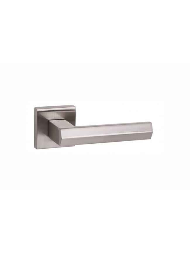 Senza Pari Davoli Lever Door Handle on Flush Square Rose - Satin Nickel (Pair)