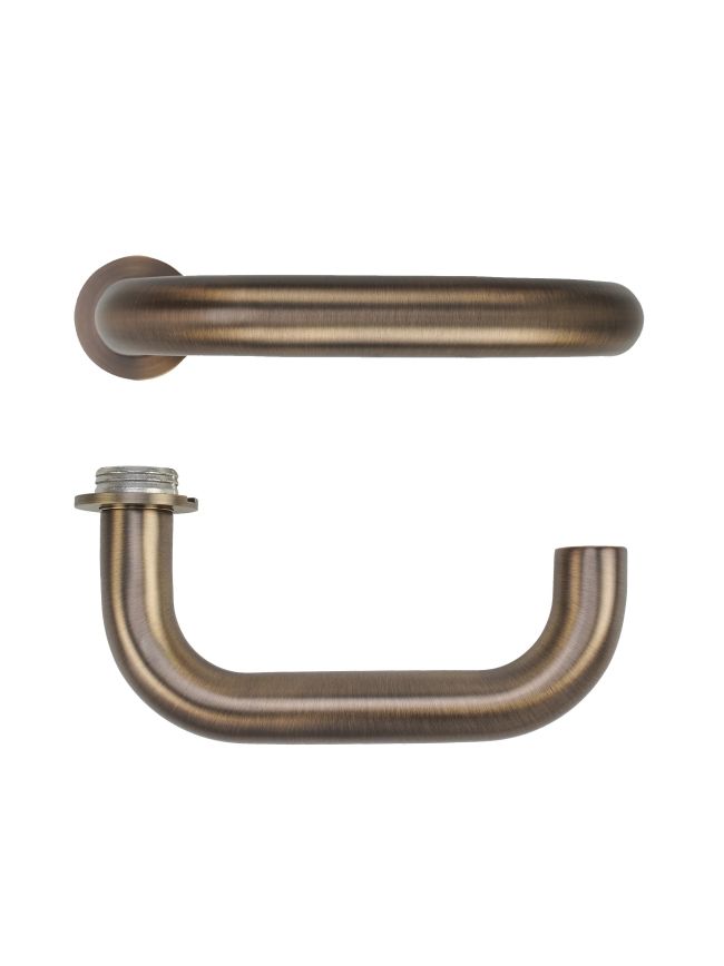 Zoo Hardware Maggiore Lever on 32mm Round Mini Rose - Antique Brass