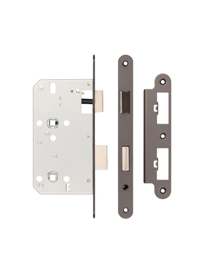 Jedo 78mm Din Bathroom Locks 60mm Backset Radiused Dark Bronze - By Frelan Hardware - JL-DB60RDB