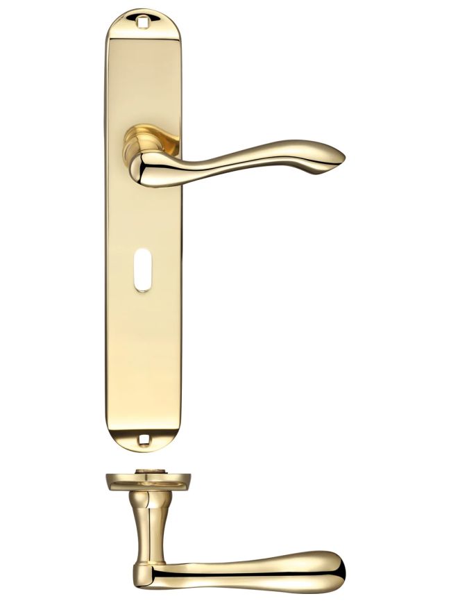 Zoo Hardware Arundel Lever Lock (57mm c/c) Furniture - Long Plate - Brass