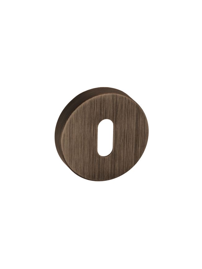 Forme Key Escutcheons on Minimal Round Rose - Urban Bronze (Pair)