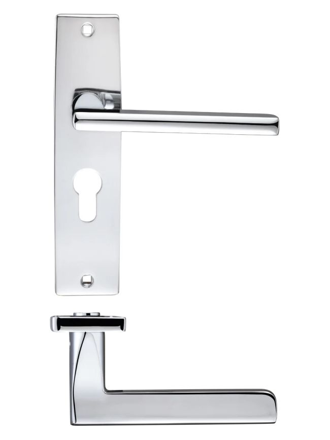 Zoo Hardware Venice lever on euro backplate - Polished Chrome