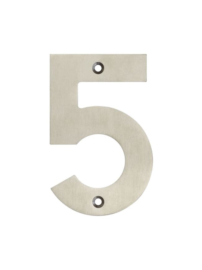 100mm Numerals SSS Finish 100mm Satin Stainless Steel No. 5 - By Frelan Hardware - JSS-5