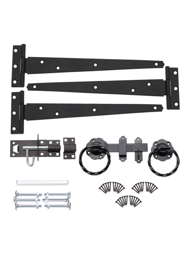 10" 250mm Twist Ring Gate Ironmongery Kit Black