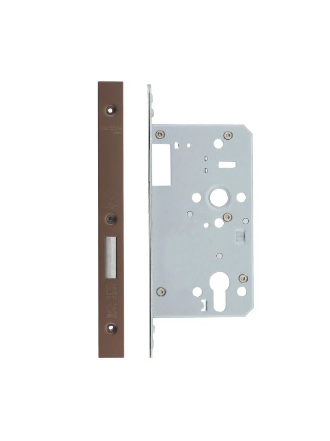 Zoo Hardware Din Euro Deadlock- Backset 60mm - 2 Pc Forend Square - PVDBZ - Single Throw - Bronze