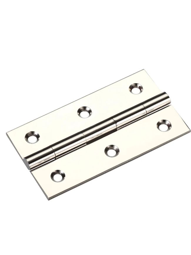 Zoo Hardware Solid drawn brass butt hinge - 75 x 41 x 2mm - Polished Nickel