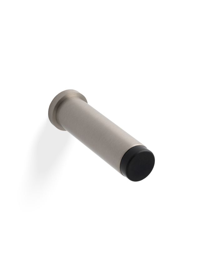 Valli 76 x 20mm - Wall Mounted Plain Doorstop on Rose - Concealed Fix - Satin Nickel PVD