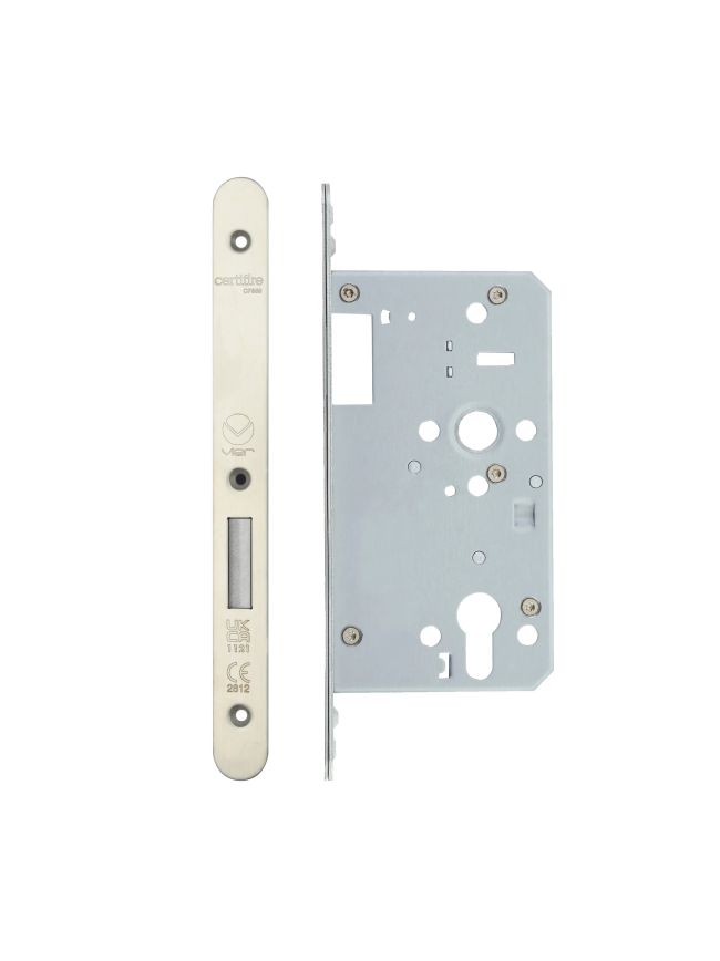 Zoo Hardware Din Euro Deadlock- Backset 60mm - 2 Pc Forend - Radius - SSS - Single Throw - Stainless Steel