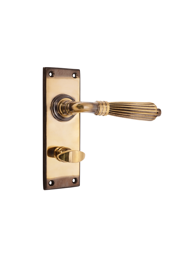 Regency Lever on Backplate Bathroom Aged Brass