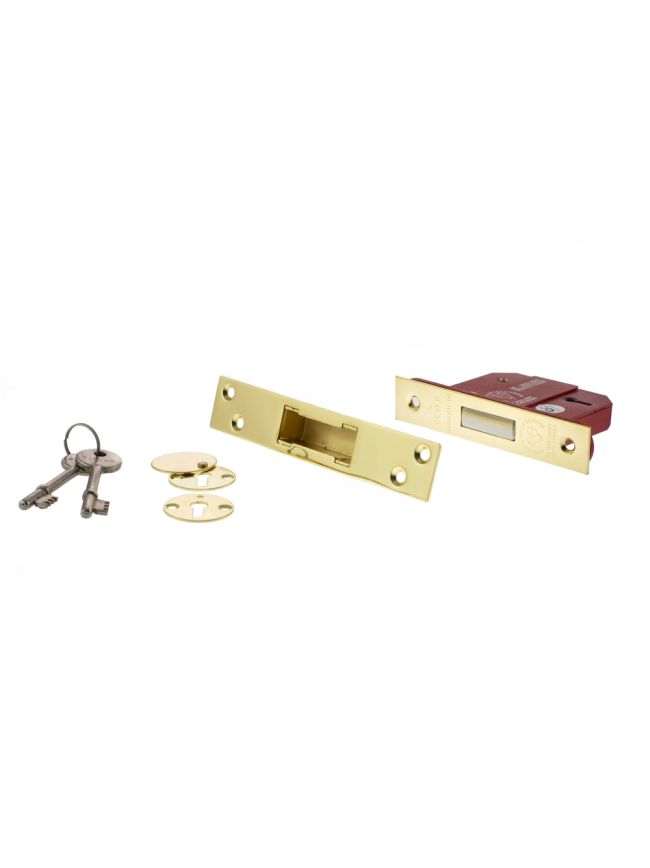 Atlantic 5 Lever Key Deadlock [BS] 2.5" - Polished Brass