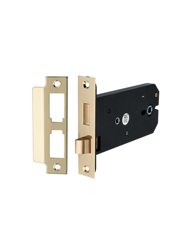 3 Lever Horizontal Bathroom Lock 6" Electro Brass