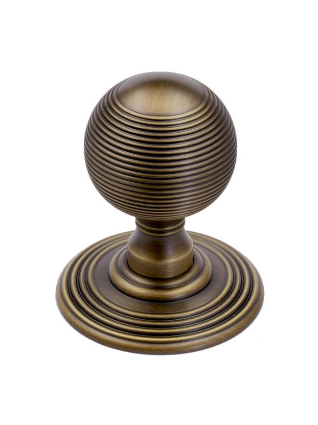 Zoo Hardware Ringed Mortice Knob - Concealed Fix - Solid - Antique Brass