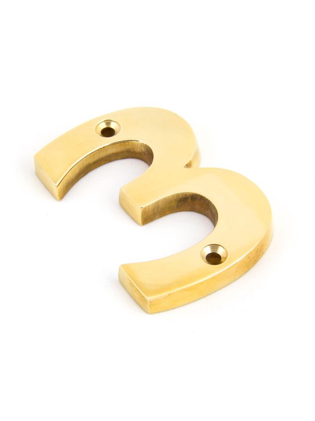 Polished Brass Numeral 3