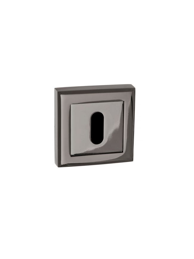 STATUS Key Escutcheons on Square Rose - Black Nickel (Pair)