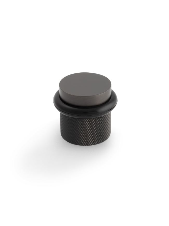 Valli 38 x 35mm - Floor Mounted Knurled Doorstop - Concealed Fix - Dark Bronze PVD