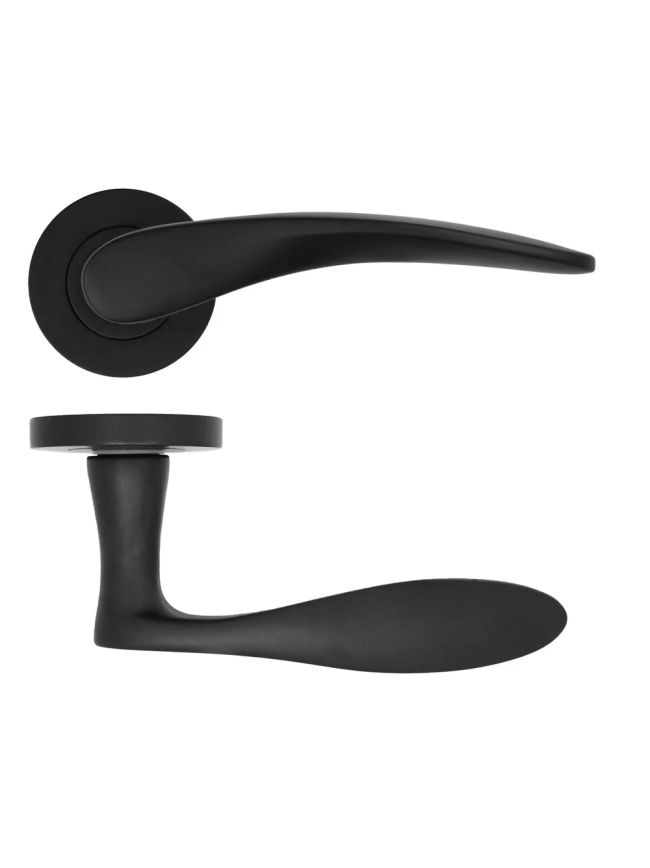 Zoo Hardware Merida lever on rose - Matt Black