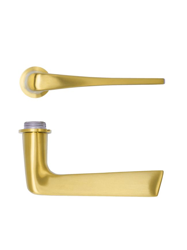 Zoo Hardware Como Lever on 32mm Round Mini Rose - PVD Satin Brass