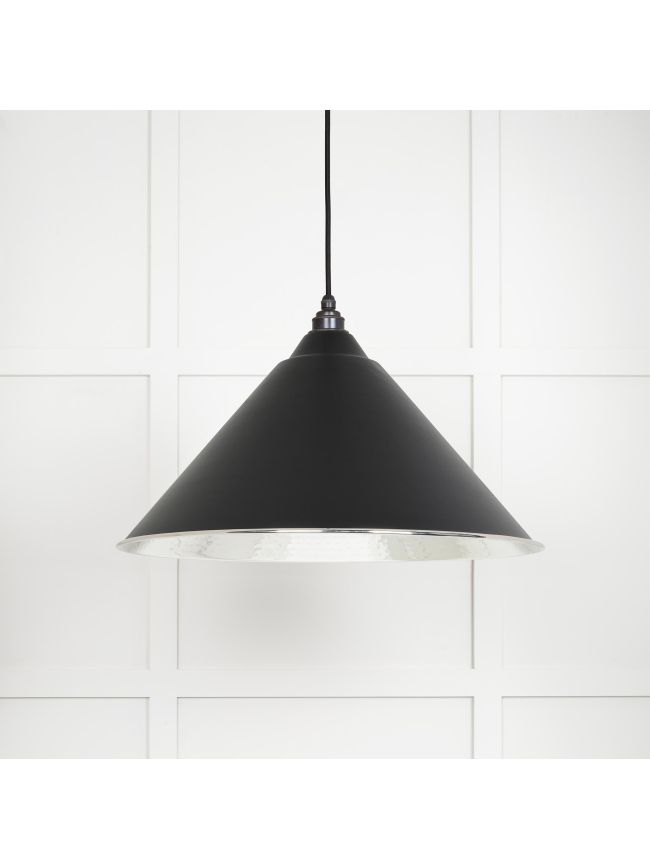 Hammered Nickel Hockley Pendant in Elan Black