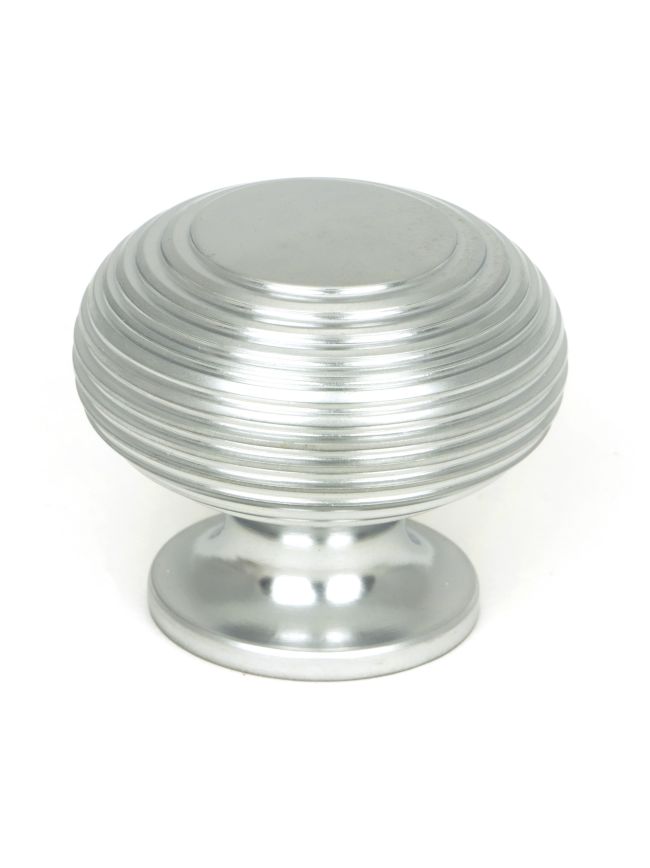 Satin Chrome Beehive Cabinet Knob 40mm