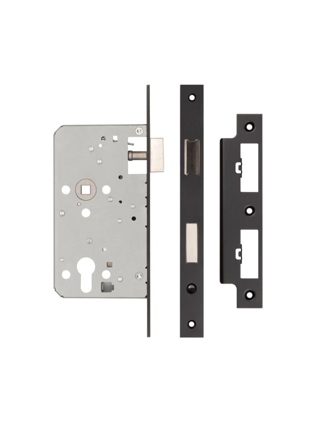 72mm Black Din Euro Escape Lock 60mm Backset - By Frelan Hardware - JL-DE60MB