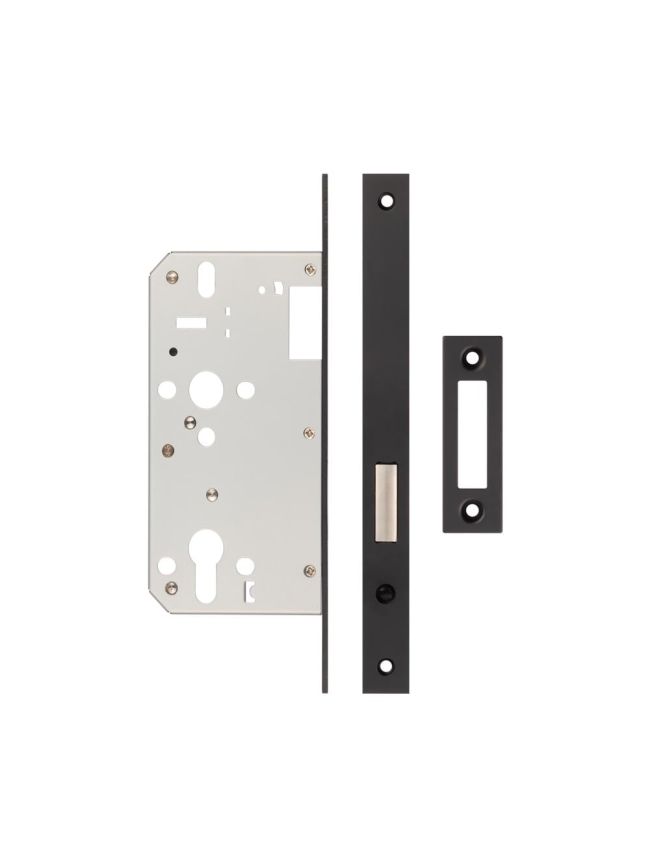 Jedo 72mm Black Din Euro Deadlock 60mm Backset - By Frelan Hardware - JL-DD60MB