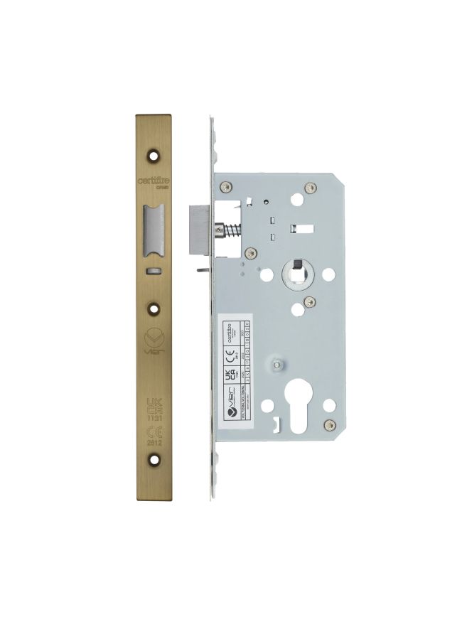 Zoo Hardware 2 Piece - DIN night latch - 72mm c/c - backset 55mm - Antique Brass