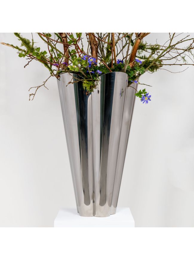 Polished Marine SS (316) 40cm Flora Pot (Drainage holes)