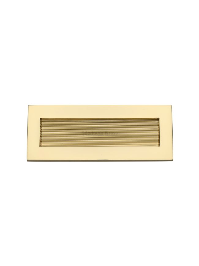 Heritage Brass Reeded Letterplate 10" x 4" Polished Brass finishUK Registered Design Number 6202495