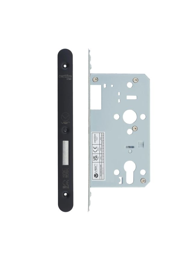 Zoo Hardware 2 Piece - DIN euro deadlock - backset 60mm - radius - Black