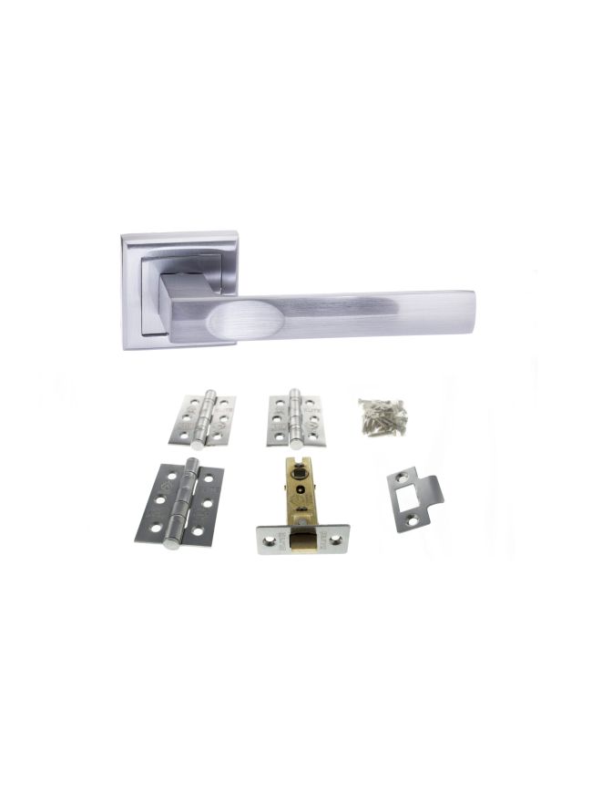 Atlantic Kansas Door Pack Bundle (3" Latch, 3"x2" Hingesx3) - Satin Chrome