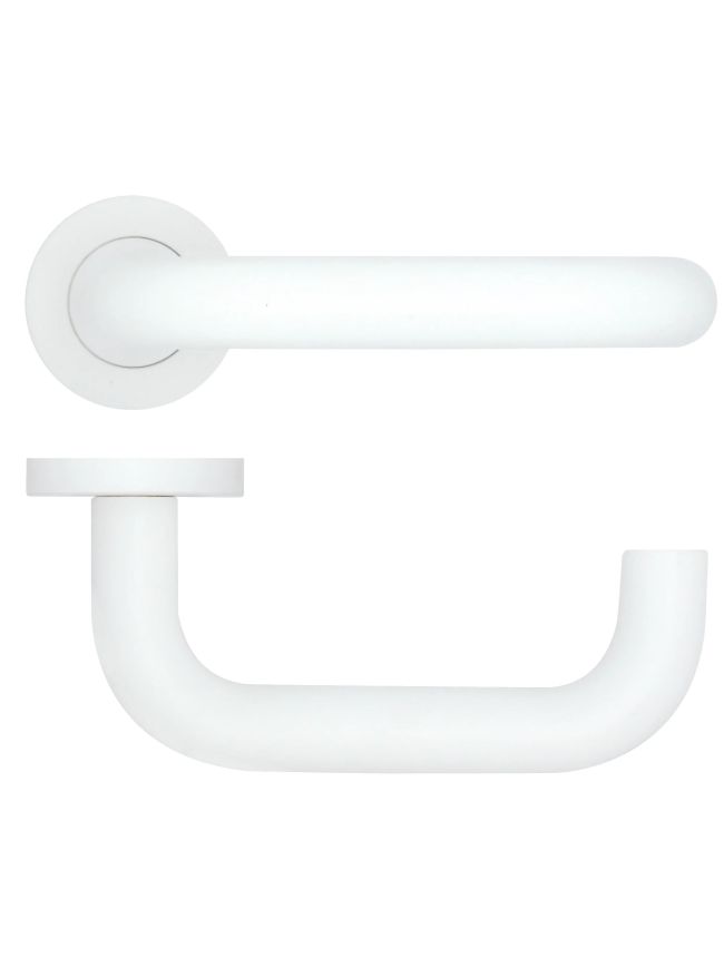Zoo Hardware Maggiore Lever on Round Rose - White