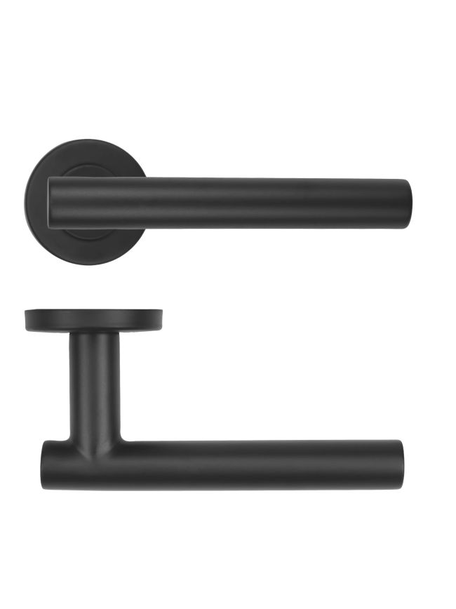 Zoo Hardware 19mm Straight T-Bar Lever on Round Rose 52mm x 8mm Push-on Rose - BS EN 1906 Grade 3 - Grade 201 - PCB