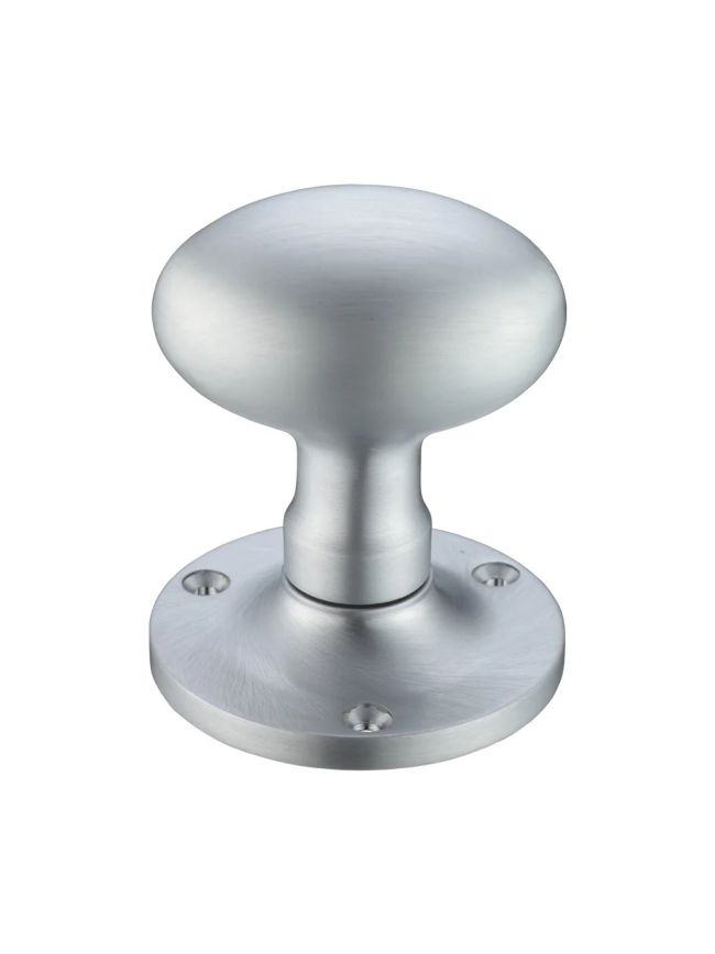 Zoo Hardware Oval Mortice Knob Furniture 62.5mm Rose dia. - Satin Chrome