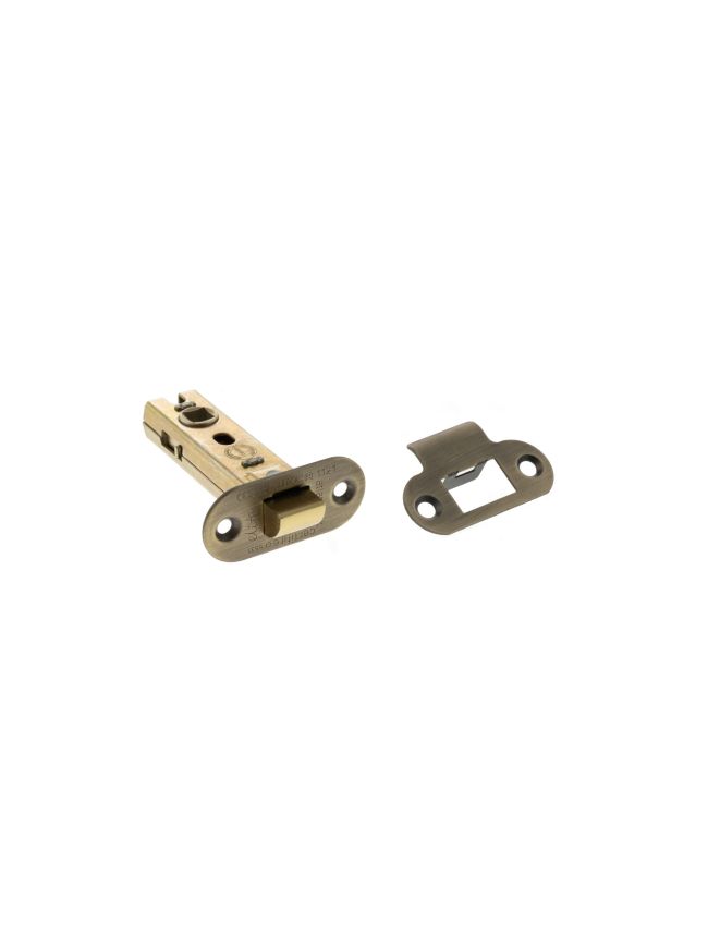 Atlantic Fire-Rated CE Marked Bolt Through Tubular Radius Latch 3" - Matt Antique Brass