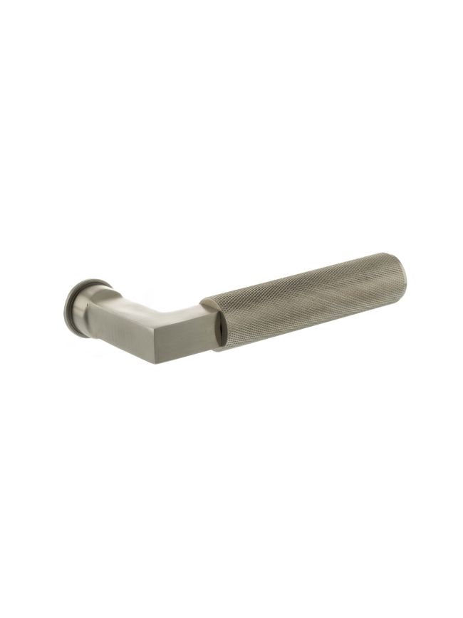 Millhouse Brass Cartwright Lever Door Handle on Concealed Round Rose - Satin Nickel (Pair)