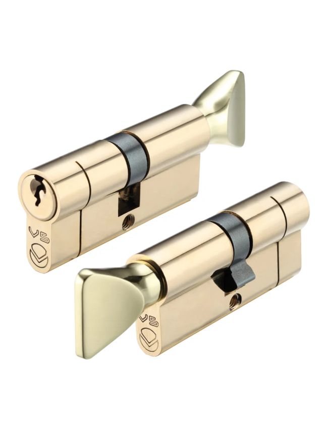 Zoo Hardware V5 70mm Euro Cylinder and Turn Keyed to Differ - Brass