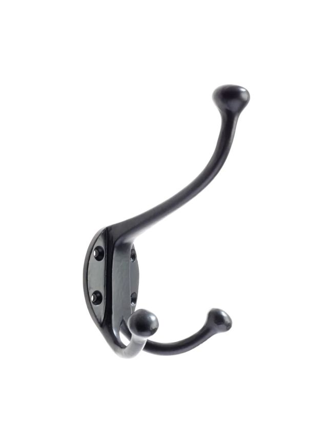 Zoo Hardware Double Hat and Coat Hook - Black